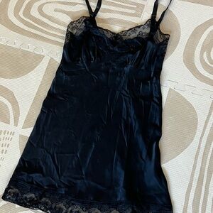Vintage Elegant Black Lace Slip Dress